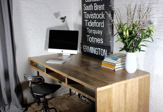 Louise Reclaimed Scaffolding Board And Pipe Industrial Style Desk With Aperture Storage Space Below photo furniture