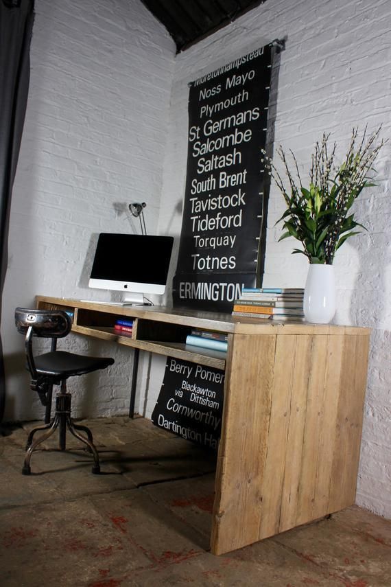 Louise Reclaimed Scaffolding Board And Pipe Industrial Style Desk With Aperture Storage Space Below photo 1495.0