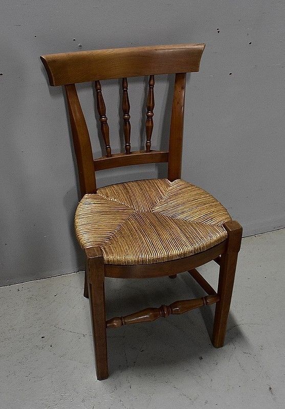 Suite Of 6 Chairs Strawed Blond Cherry   2nd Half Of The Nineteenth photo Furniture