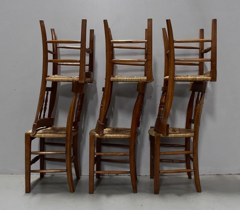 photo vinterior Suite Of 6 Chairs Strawed Blond Cherry   2nd Half Of The Nineteenth