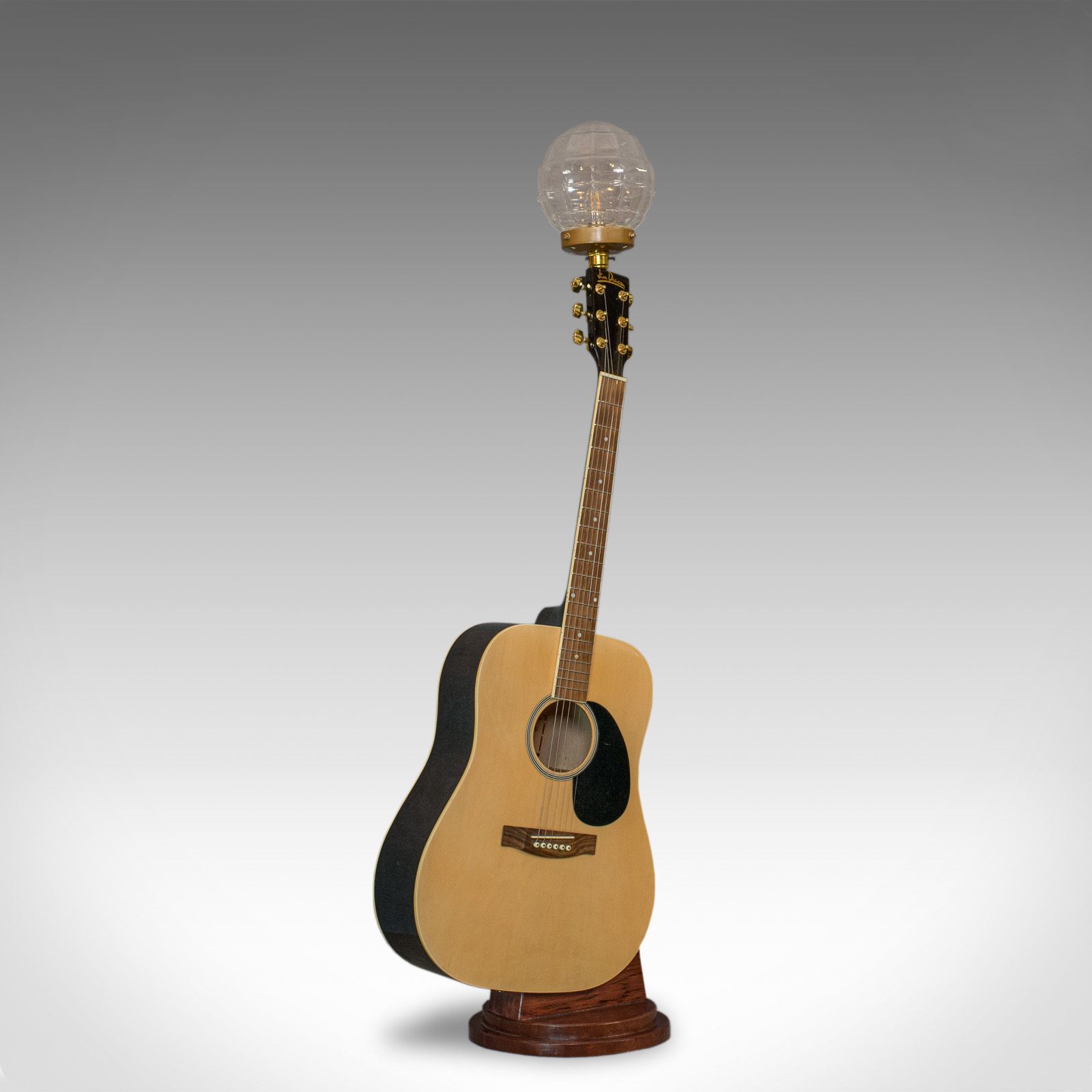 Vintage, Acoustic Guitar Lamp, English, Bespoke, Handcrafted, Jim Deacon, Glass