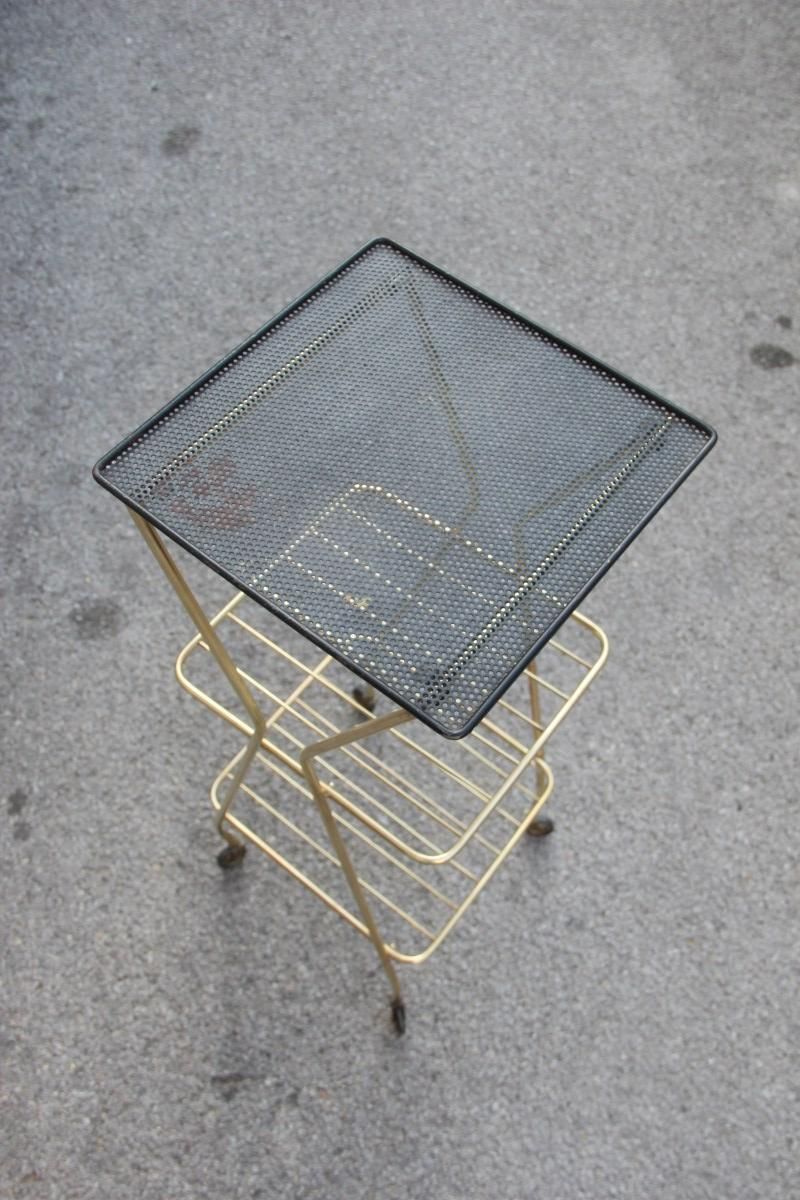 Black And Gold Brass Midcentury French Selve Gueridon Style Mathieu Matégot photo vintage