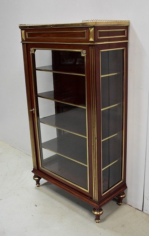 Small Showcase Mahogany Solid And Plated, Louis XVI Style   Late Nineteenth photo furniture