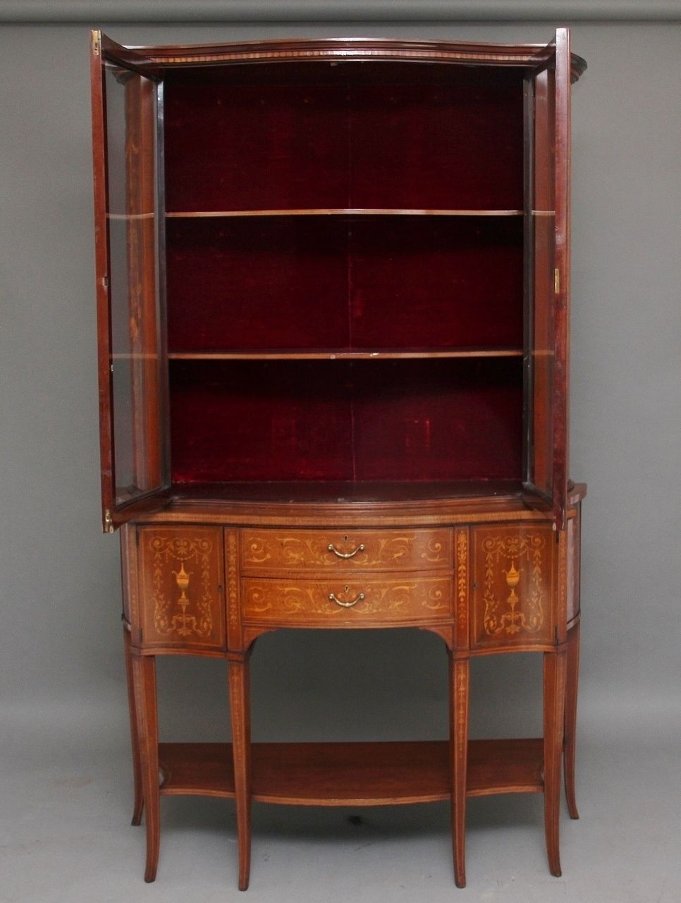 19th Century Inlaid Mahogany Display Cabinet photo for sale