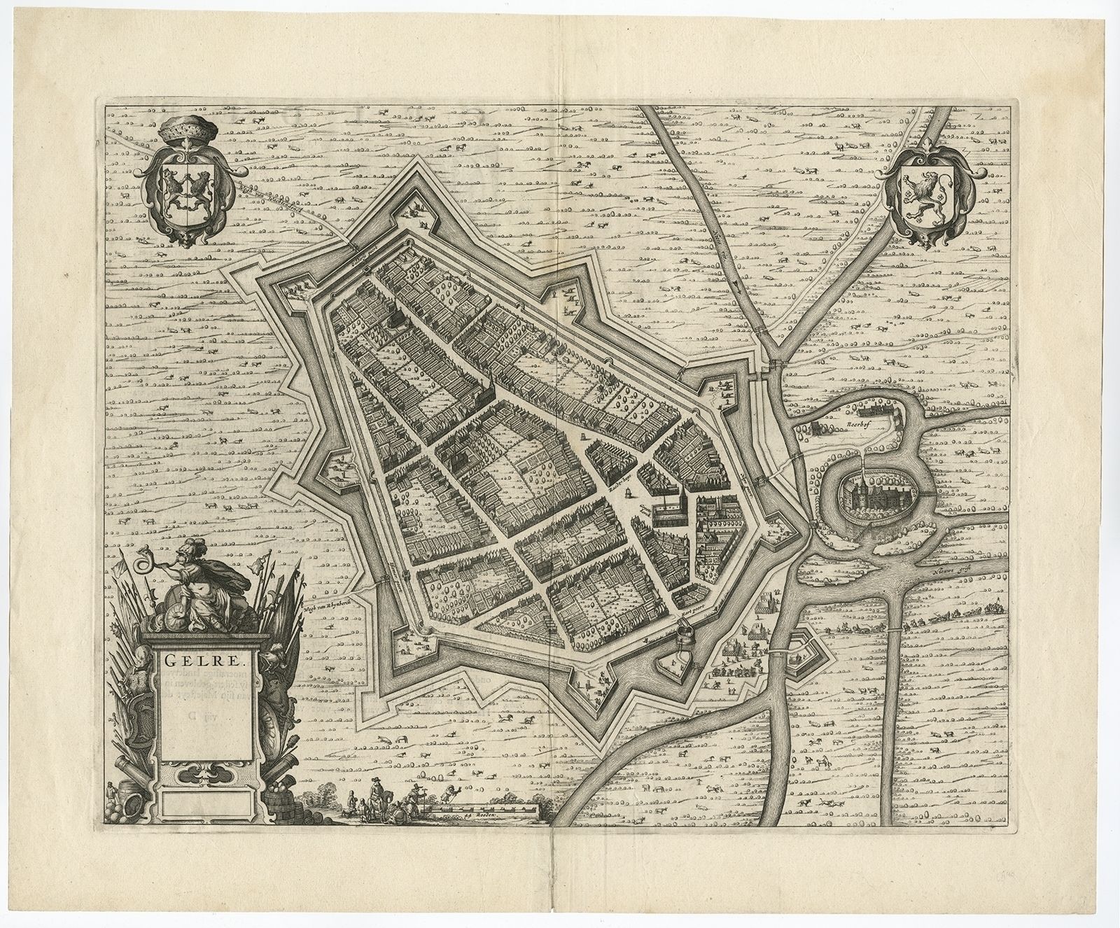 Antique Map Of The City Of Geldern By Blaeu (1649)