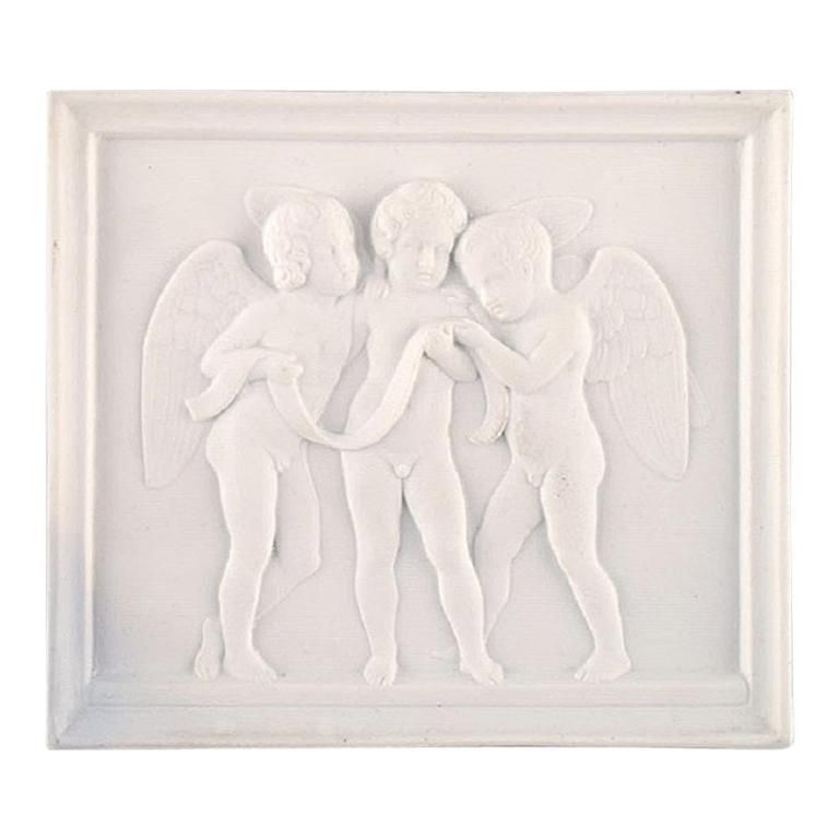 Royal Copenhagen After Thorvaldsen, Antique Rare Biscuit Plaque, 1870s