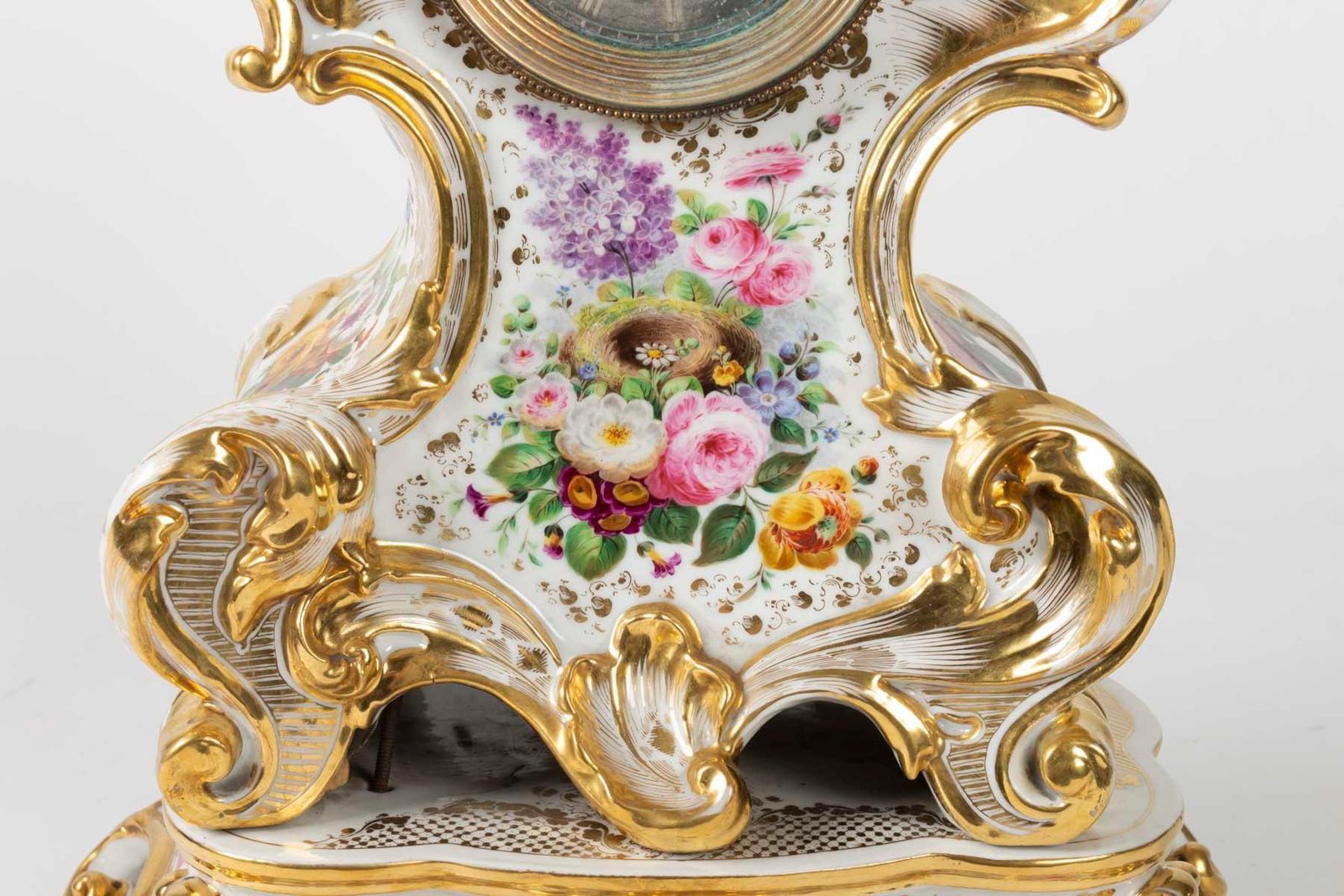 Louis XV Style Napoleon III Clock By Jacob Petit In Porcelain Of Paris photo for sale