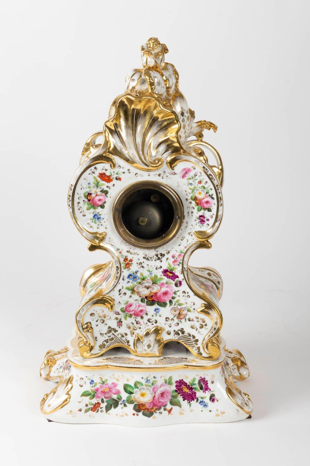 Louis XV Style Napoleon III Clock By Jacob Petit In Porcelain Of Paris photo vinterior