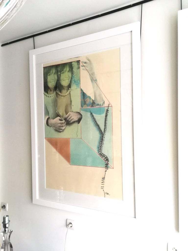 Pop Art Pol Mara Mix Media On Paper, 1974 photo Art