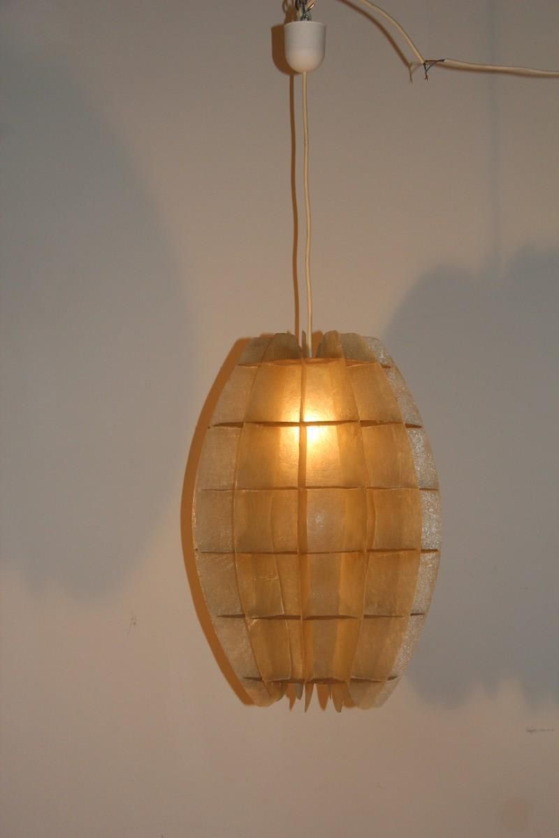 French Chandelier Oval 1960s In Beige Resin Like A Maze Verner Panton Style photo vinterior