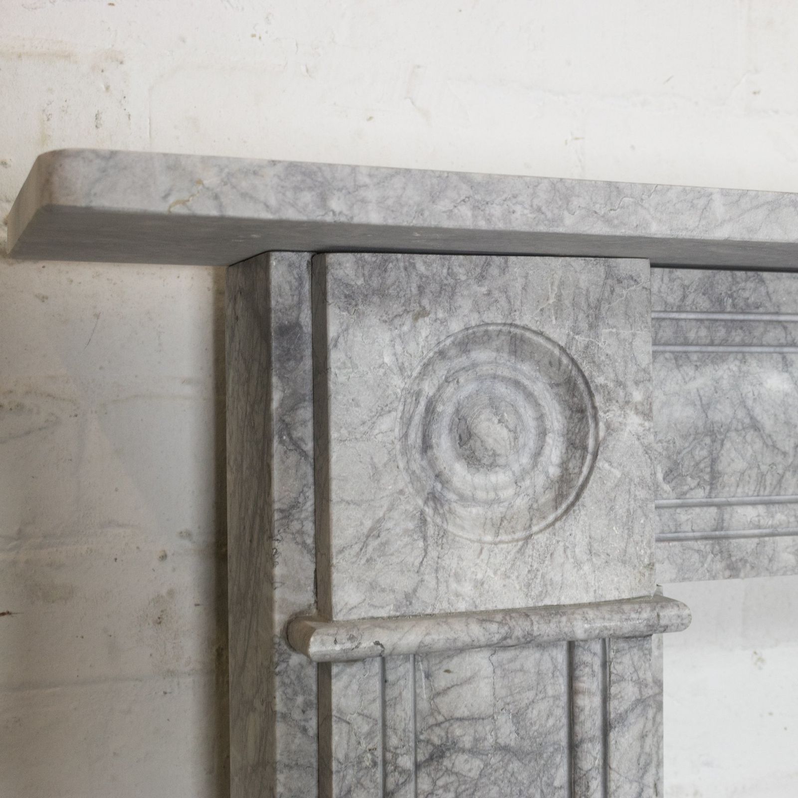 Georgian Style Bullseye Grey Marble Fireplace Surround photo Home Fixtures