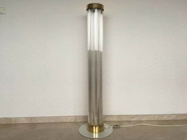 Very Rare Mid Century Glass Brass Floor Lamp Kamenicky Senov/Preciosa   1960s