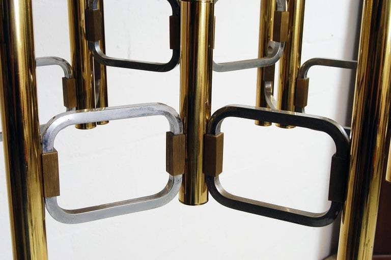 1960s Italian Modernist Brass And Chrome Ceiling Lamp By Profili Industria Lampadari Spa 'Modulo Collection' photo buy