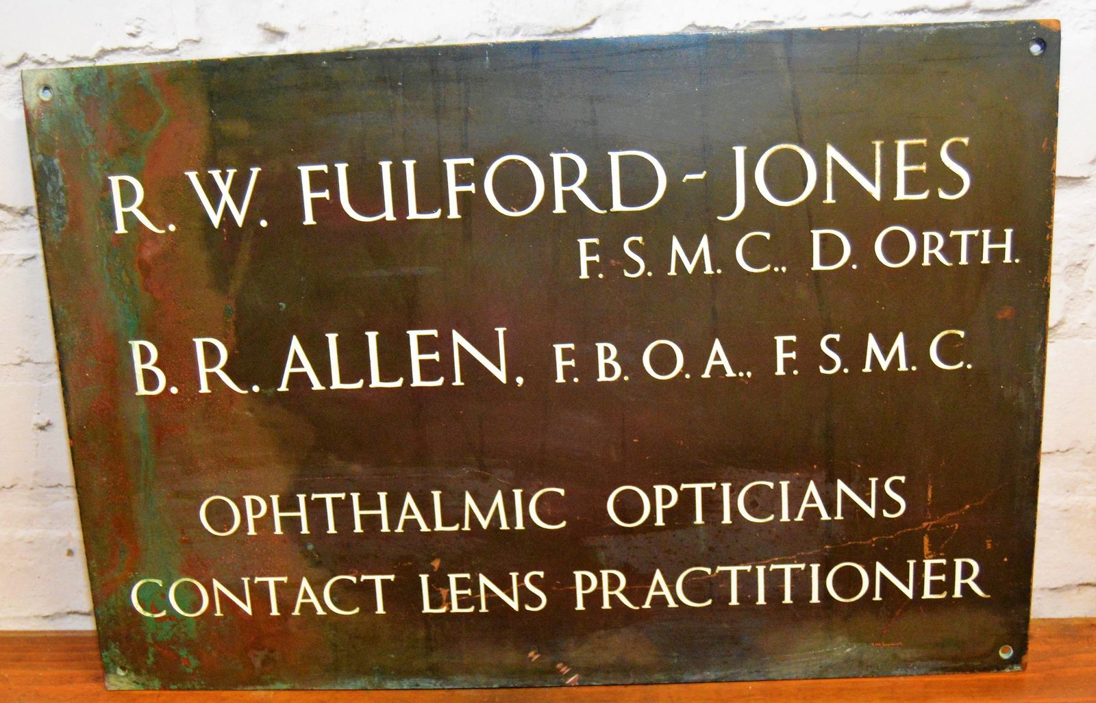 Opthalmic Opticians Copper Sign Early Advertising Mancave Garage Metal Vintage Retro Kitchen Antique Plaque