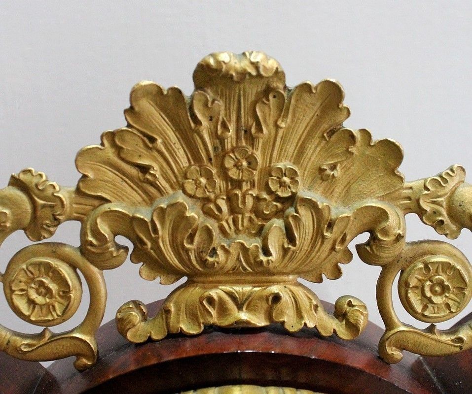 Pendulum Lyre In Mahogany And Gilt Bronze, Empire Period   Early 19th Century photo vinterior