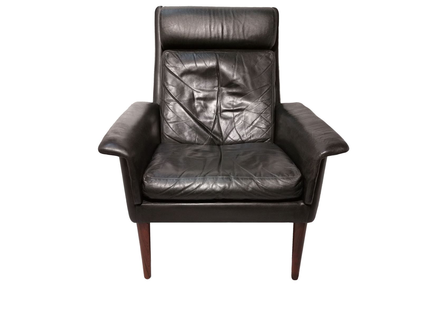 A High Back Leather And Rosewood Armchair In The Manner Of Arne Vodder For Fritz Hansen photo 1450.0