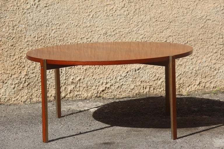 photo furniture Round Ico Parisi Table Coffee Stildomuselezione 1959 Brass Teak Midcentury