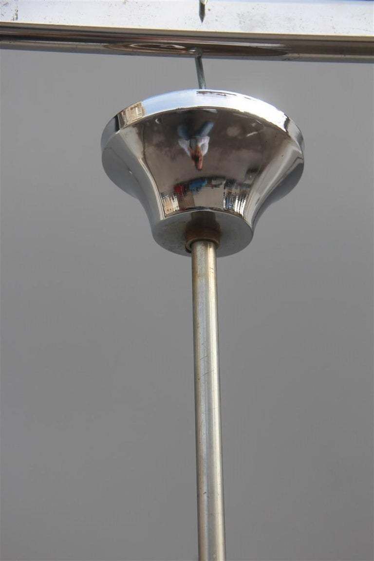 Round Midcentury Italian Design Chandelier Aluminum Murano White Glass, 1960 photo buy
