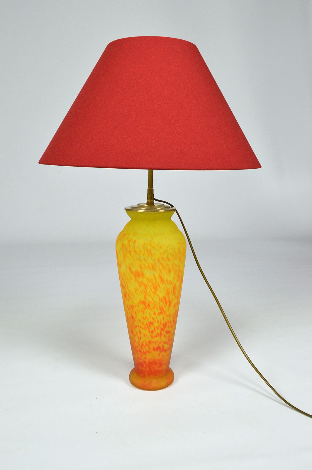 Art Nouveau Style, Art Glass Vase Mounted As Lamp photo buy