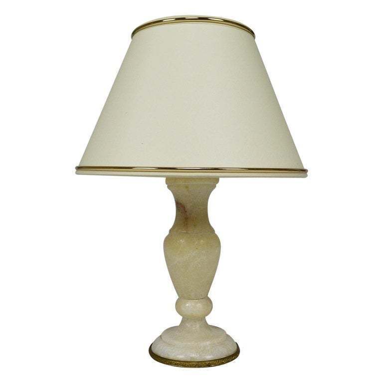 Small Neoclassical Revival White Marble Table Lamp, Italy, Circa 1920