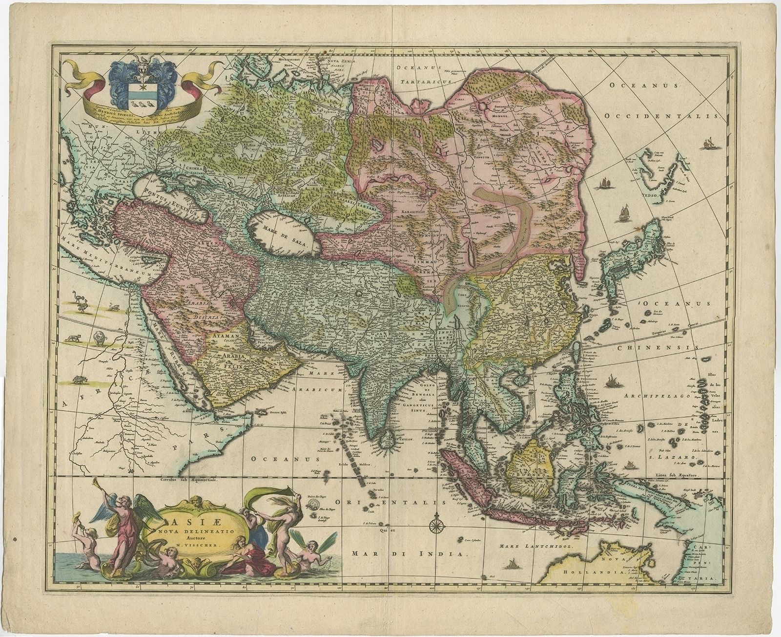Antique Map Of Asia By Visscher (C.1660)