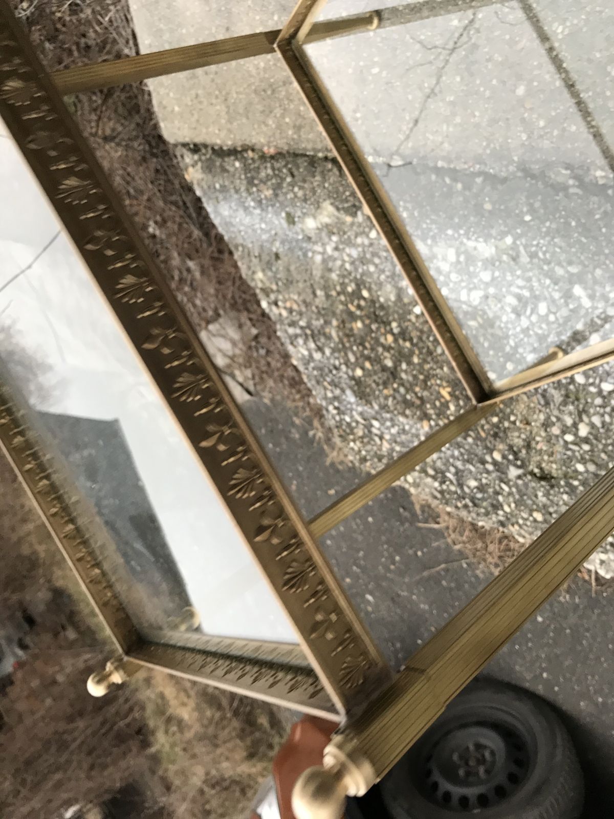 French Neoclassical Brass Side Table With Glass Shelves Circa 1950 In The Style Of Maison Jansen photo Furniture