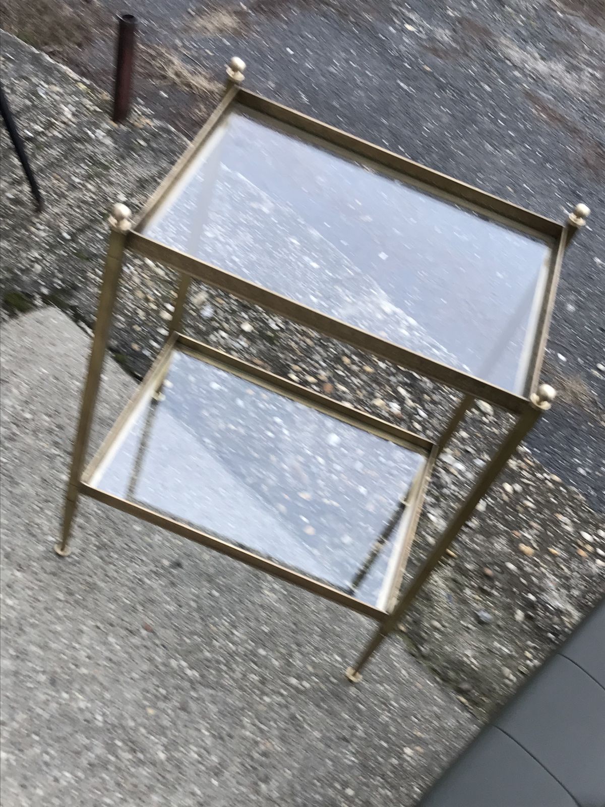 photo vinterior French Neoclassical Brass Side Table With Glass Shelves Circa 1950 In The Style Of Maison Jansen
