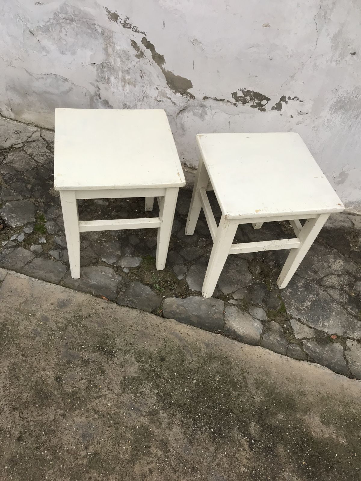 White Farm Stools Ca1940s photo for sale