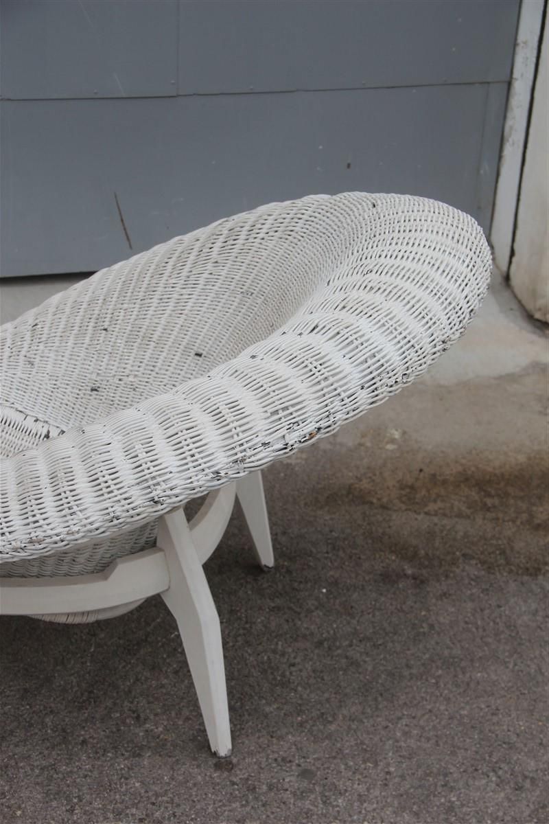 Midcentury Italian Design Bamboo Armchair White Franco Albini Attributed, 1950 photo for sale