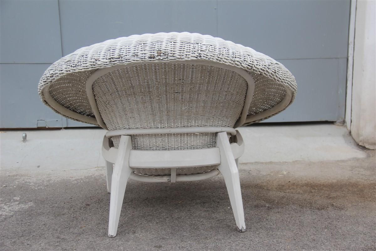 Midcentury Italian Design Bamboo Armchair White Franco Albini Attributed, 1950 photo Furniture
