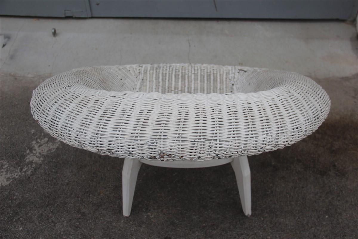 Midcentury Italian Design Bamboo Armchair White Franco Albini Attributed, 1950 photo 2640.0