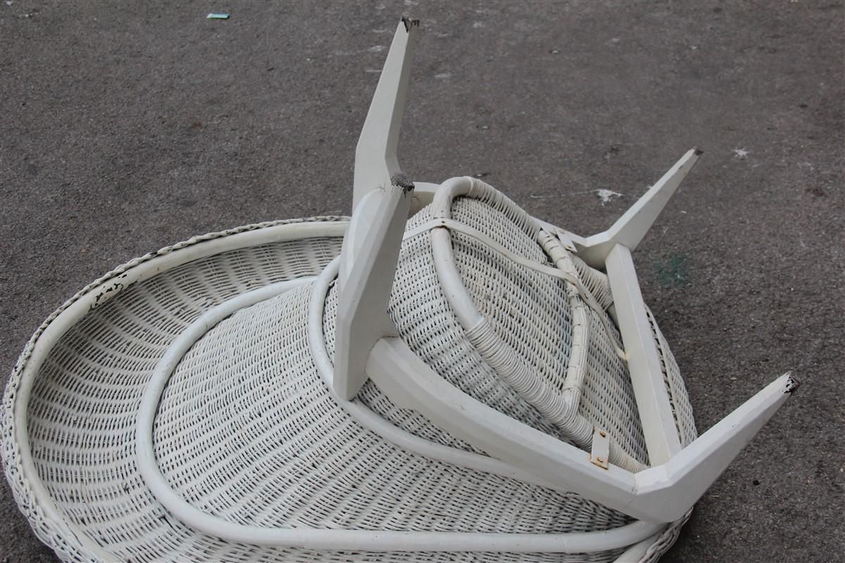 Midcentury Italian Design Bamboo Armchair White Franco Albini Attributed, 1950 photo vintage