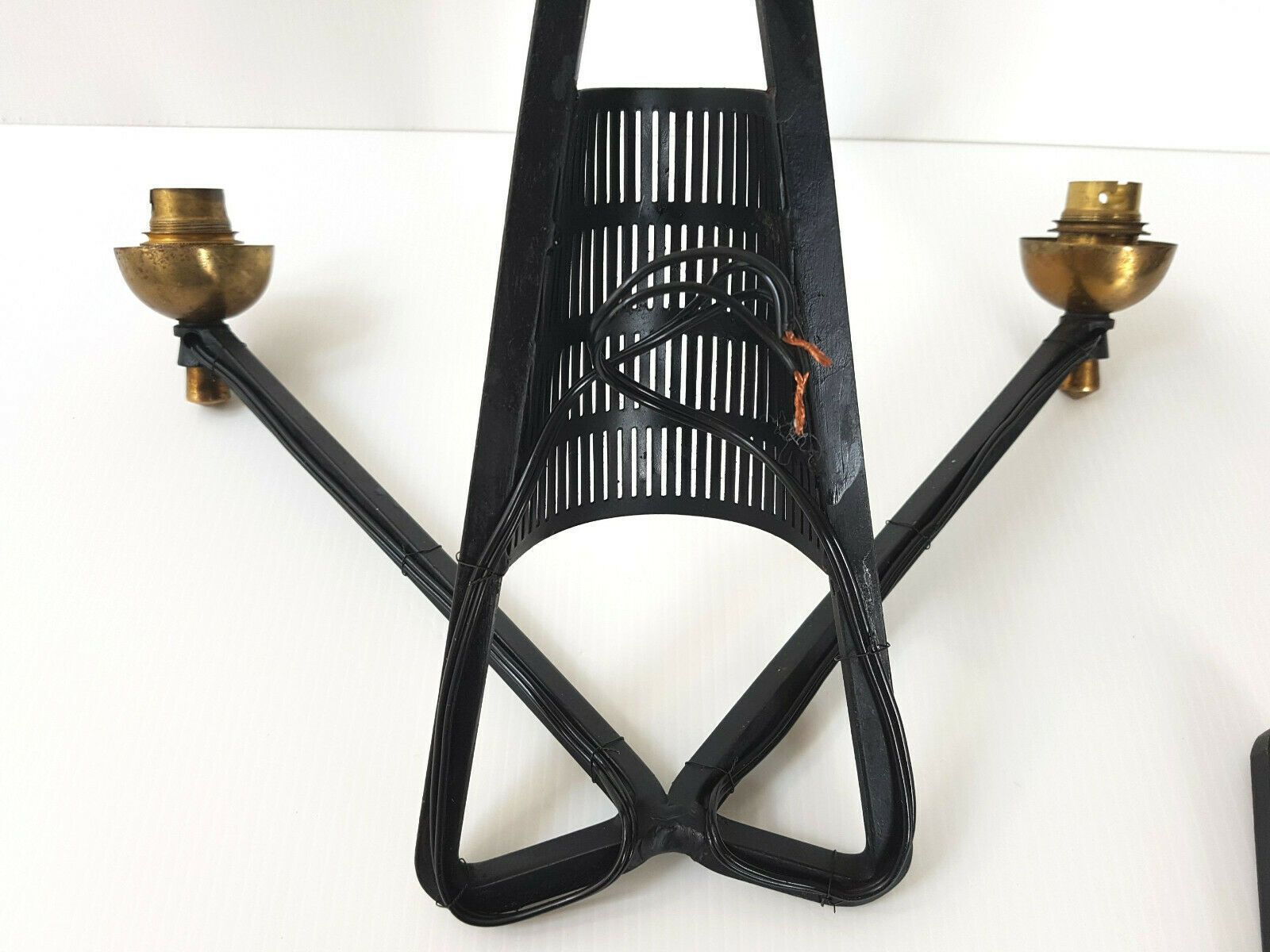 Suite Of 3 Wall Lamps 1950 Vintage Steel & Brass 50s 50s Rockabilly Years 50 photo Lighting