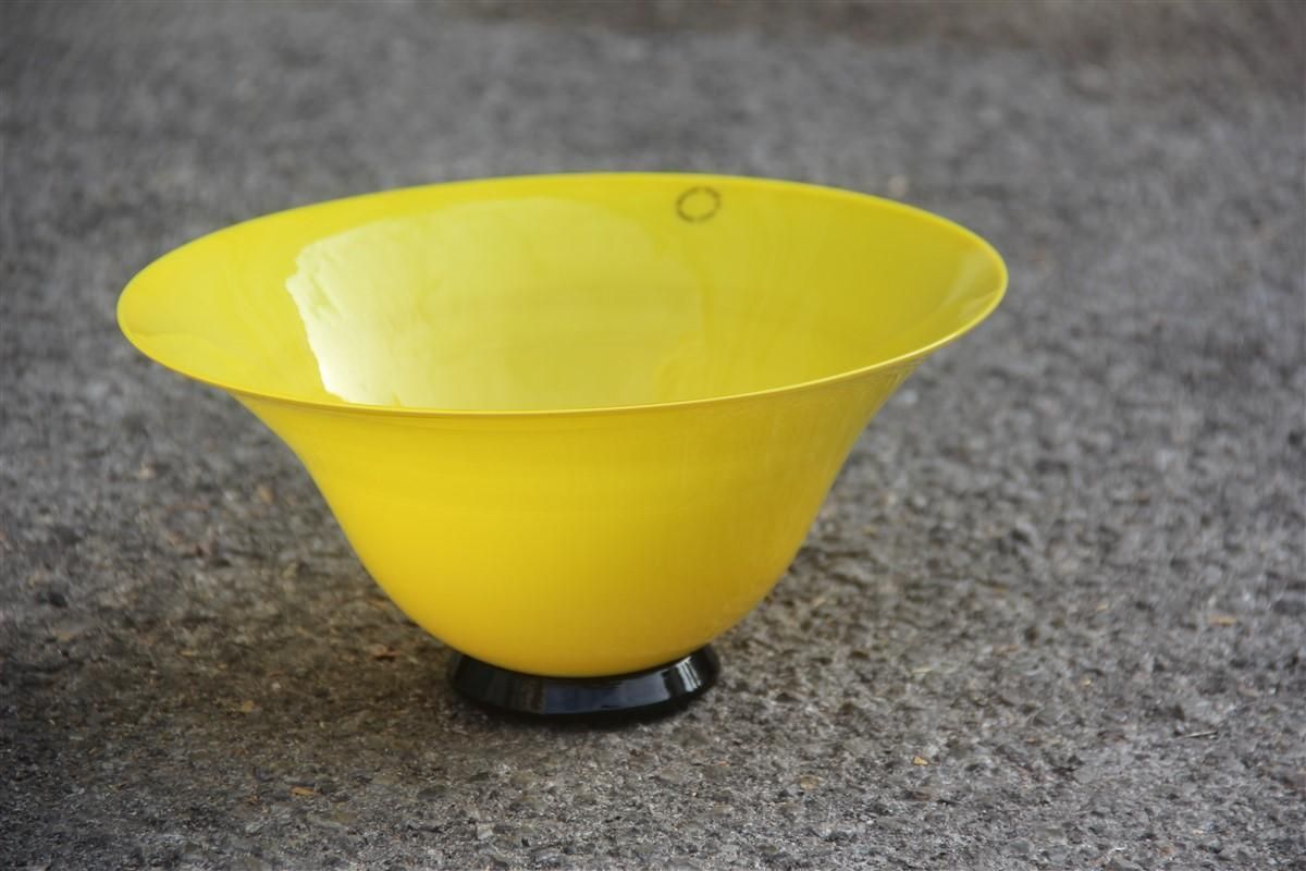 Murano Glass Cup Vase Yellow Black 1989 Mendini Attributed Italian Design photo 2538.0