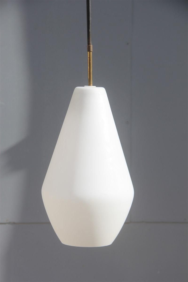 Midcentury Italian Lantern Italian Design Round White Glass Brass 1950 Stilnovo photo for sale