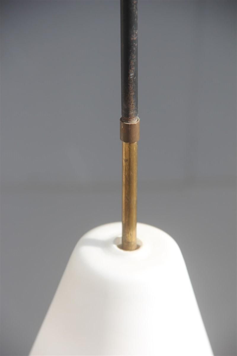 Midcentury Italian Lantern Italian Design Round White Glass Brass 1950 Stilnovo photo vinterior