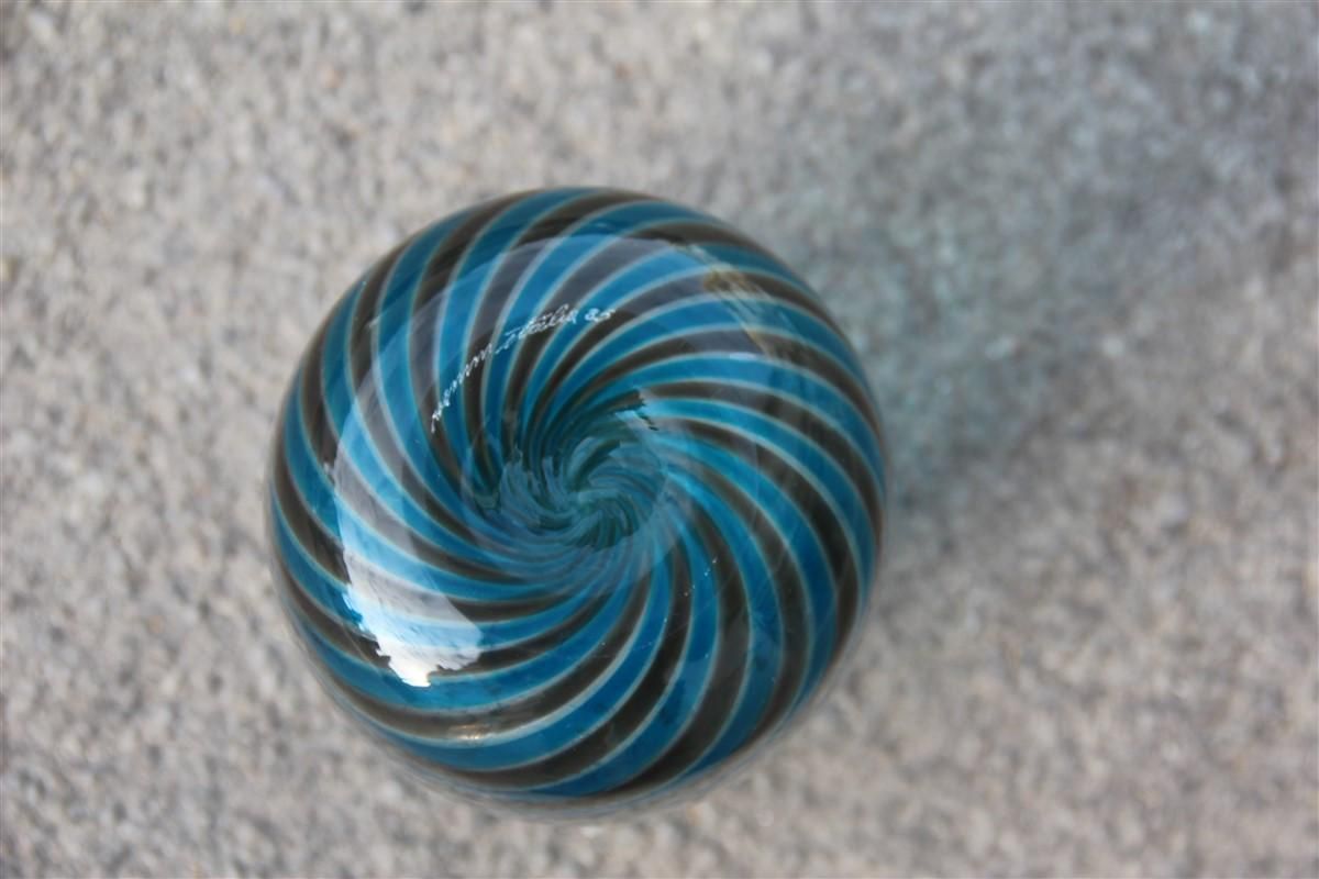 Round Venini Vase Murano Glass 1985 Multi Color Italian Design photo vintage