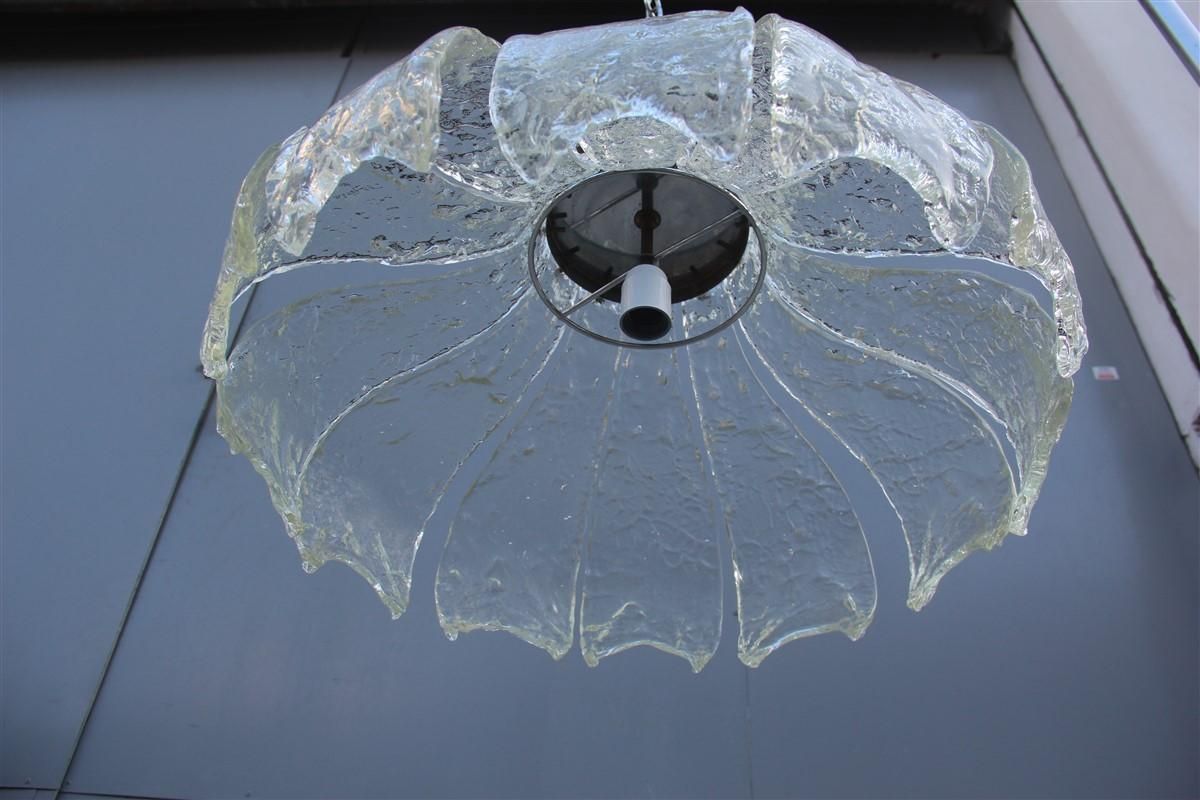 Round Mazzega Murano Glass Transparent Leaves Italian Design, 1970 photo Lighting