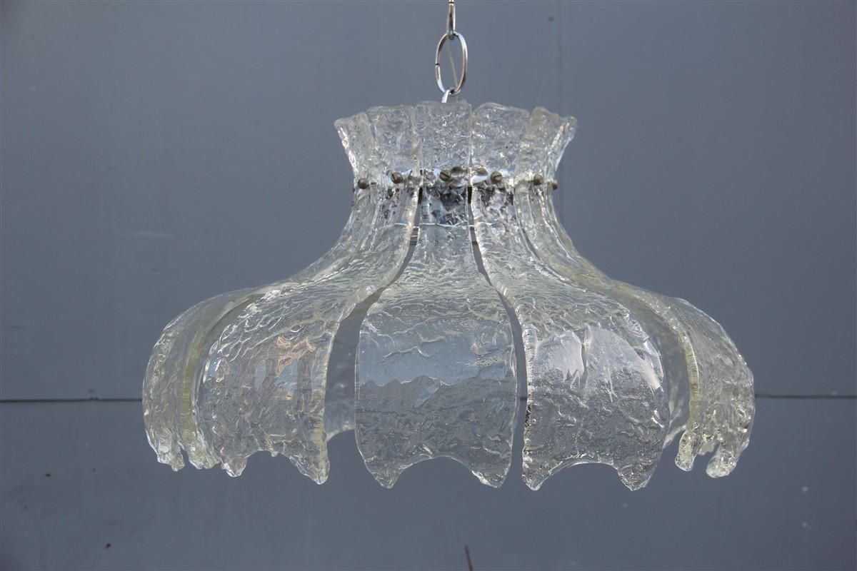Round Mazzega Murano Glass Transparent Leaves Italian Design, 1970 photo buy