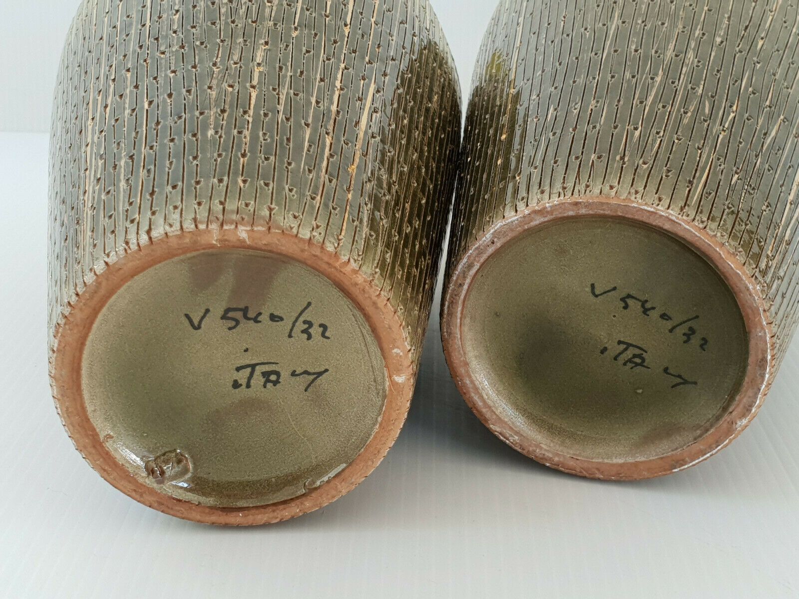 Pair Of Italian Vases Signed V540 / 32 Ceramic 1950 Vintage 50s 50s Years 50 photo buy