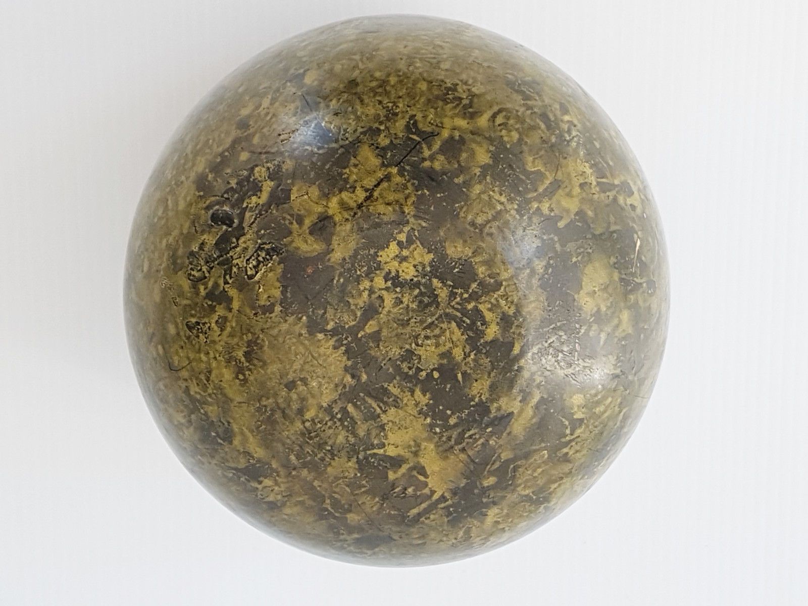 Vase Ball In Metal Gold Brass Yellow & Black Lacquer 1950 Vintage Rockabilly 50s photo Home Decor