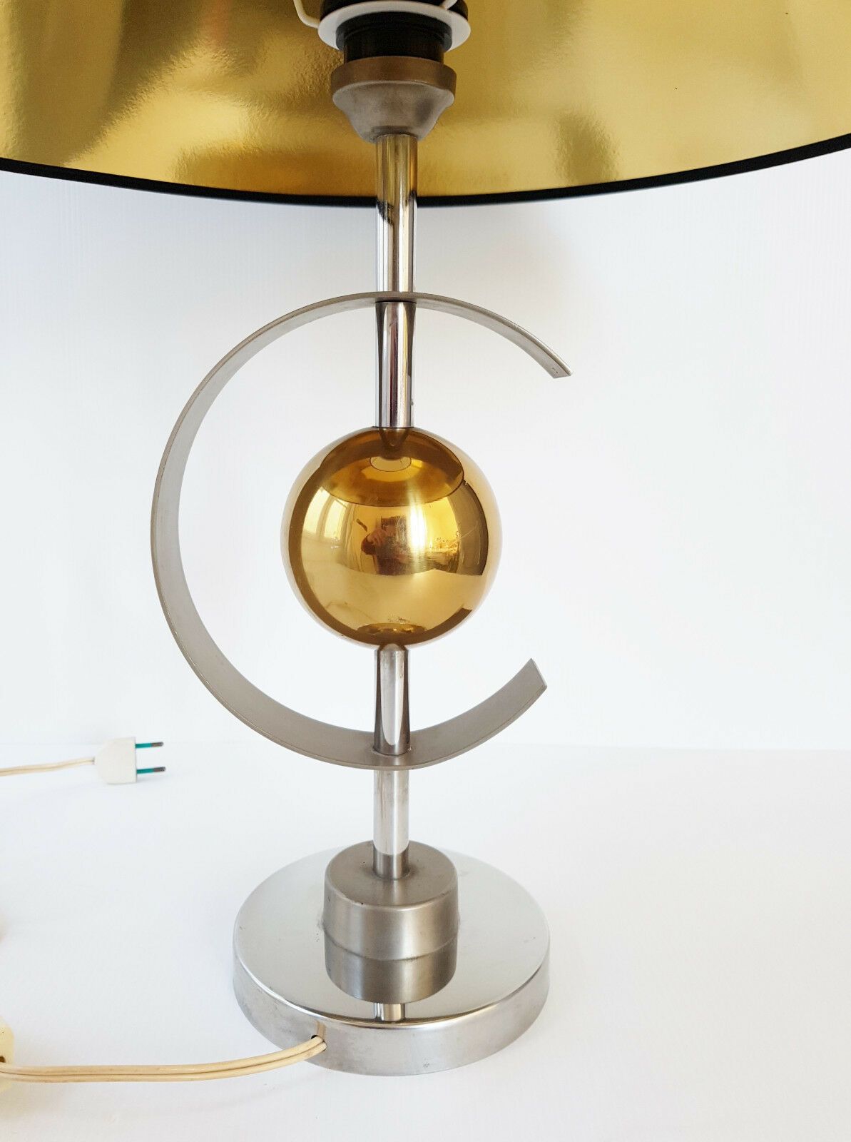 Tres Chic Table Lamp Golden Steel Ball 1970 Vintage 70s 70s Years 7