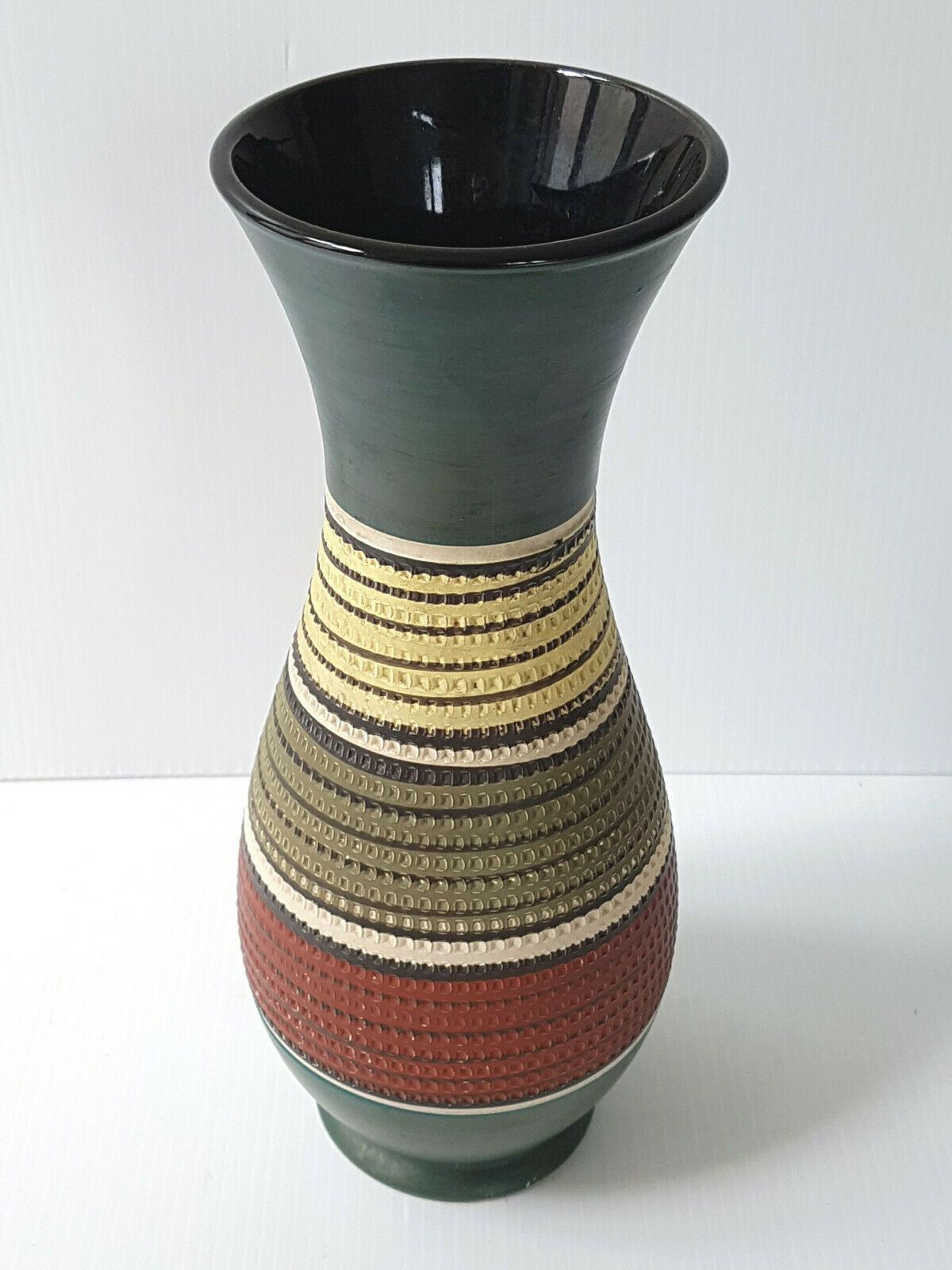 Vase Allemand Ceramique Kaki West Germany 1960 Vintage 60s 60s Annees 60