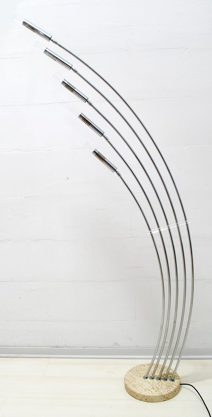 Midcentury Italian Arched Floor Lamp 5 Lights Chrome Metal And Lucite, 1960s photo buy