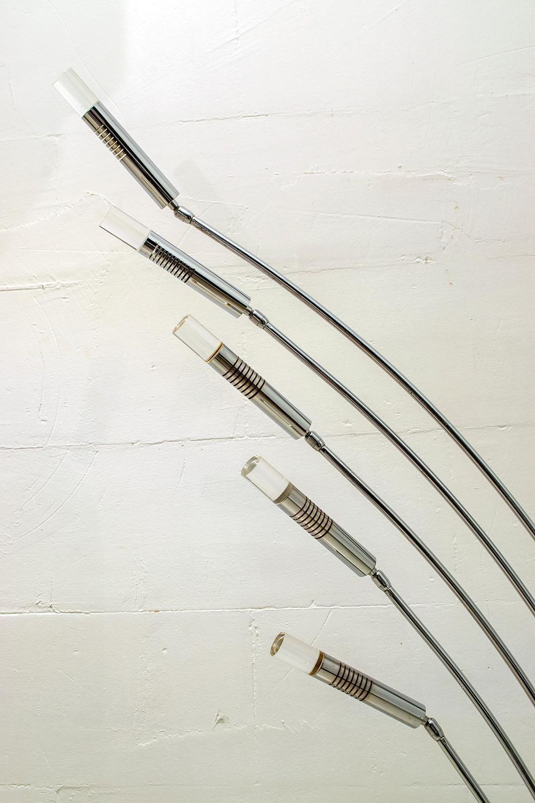 Midcentury Italian Arched Floor Lamp 5 Lights Chrome Metal And Lucite, 1960s photo vintage