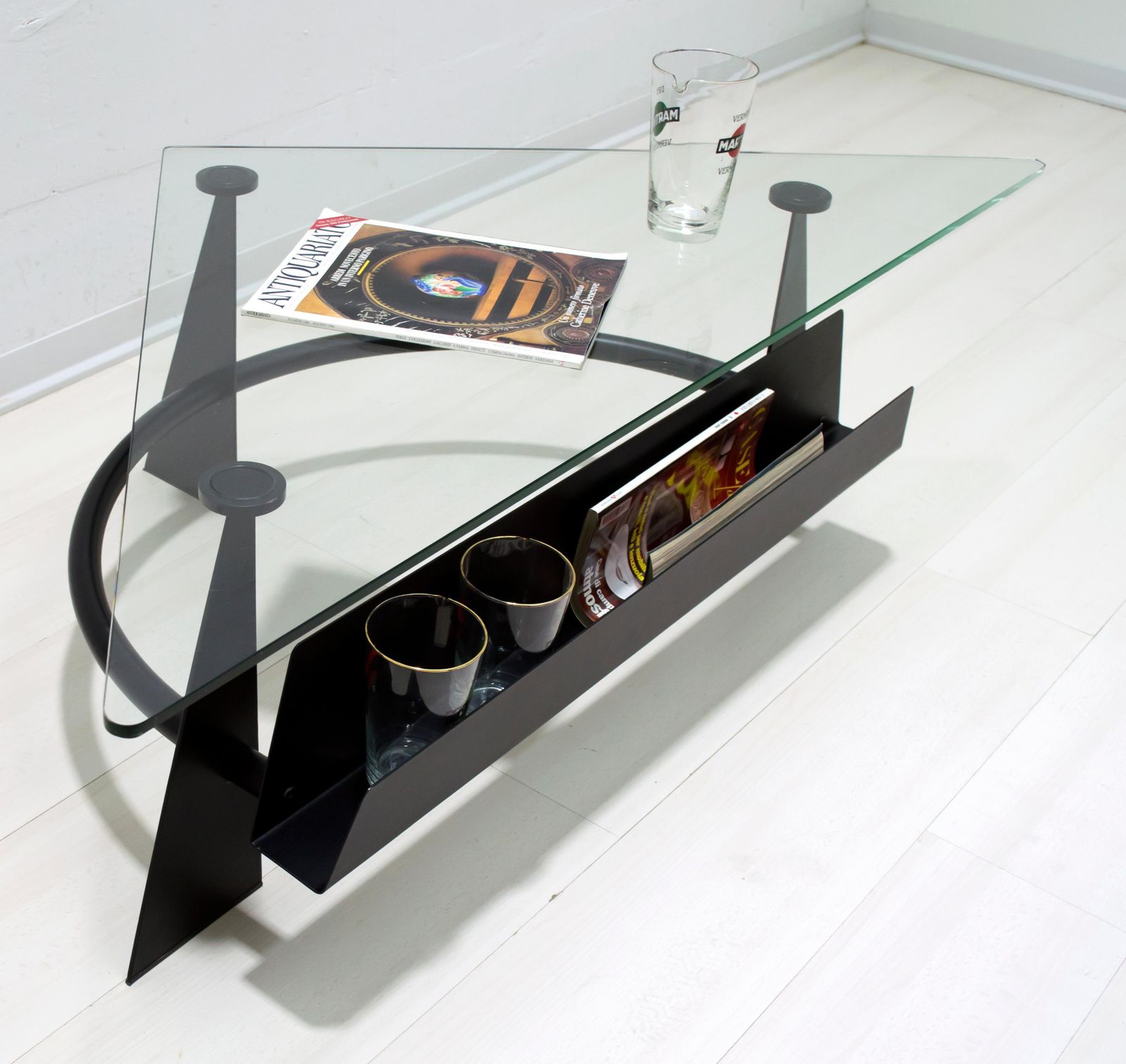 Modern And Contemporary Italian Coffee Table Blackened Metal And Glass Top, 1990 photo 1215.0