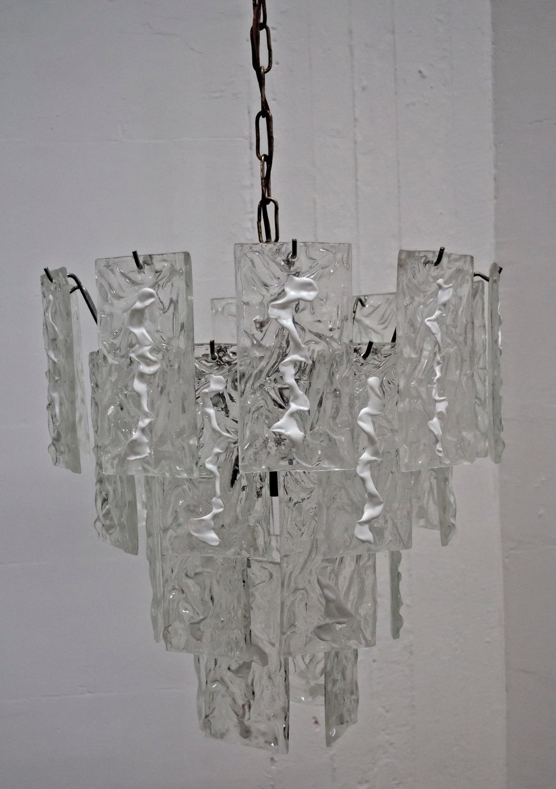 Carlo Nason Mid Century Modern Italian Chandelier For Mazzega, 1960s photo for sale