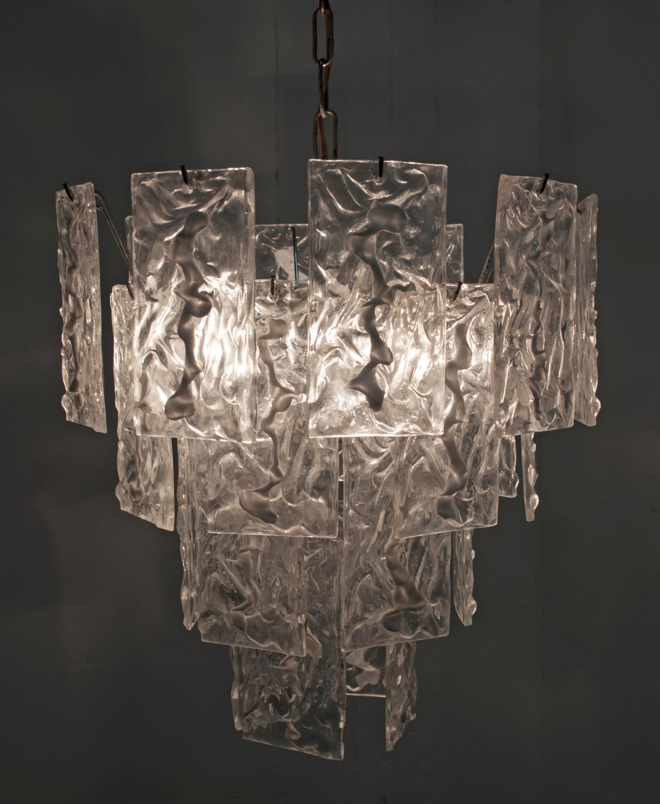 Carlo Nason Mid Century Modern Italian Chandelier For Mazzega, 1960s photo Lighting