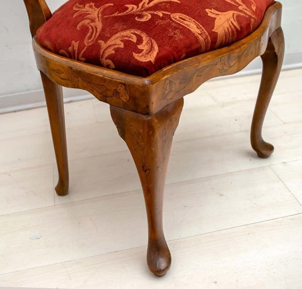 Walnut Dutch Chairs Of The 20th Century With Maple Wood Inlays, Netherlands photo vintage