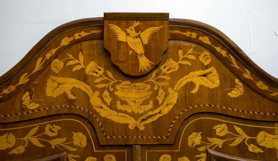 Furniture 20th Century Dutch Trumeau Walnut With Maple Wood Inlays, Netherlands, 1950 photo